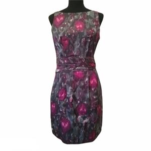 Watercolor look abstract floral silk blend dress